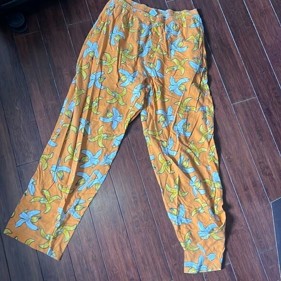 Cotton Pajama Pants - Banana Peels - Stretch Waist (No Drawstring) Pockets - Picture 1 of 5